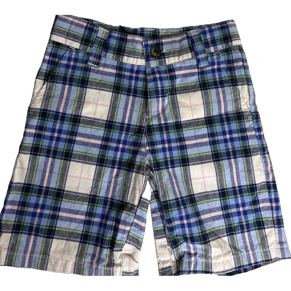 Janie and Jack Plaid Shorts Boys Size 3 Blue Adjustable Waist‎ Preppy